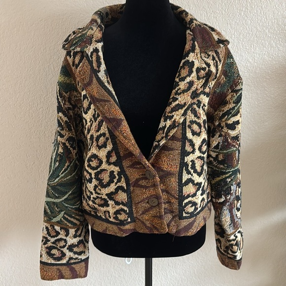 Vintage Paco Soler Tapestry Leopard Animal Print Jacket Size S/M - Picture 6 of 11